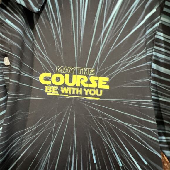 Shank It Golf Men’s Size XL May The Course Be with You Star Galaxy Blue Shirt - Picture 3 of 9